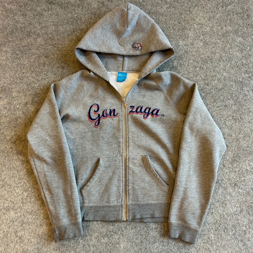 Vintage Kids 72 BlueGonzaga Bulldogs Embroidered Full Zip Hoodie Size Small‎